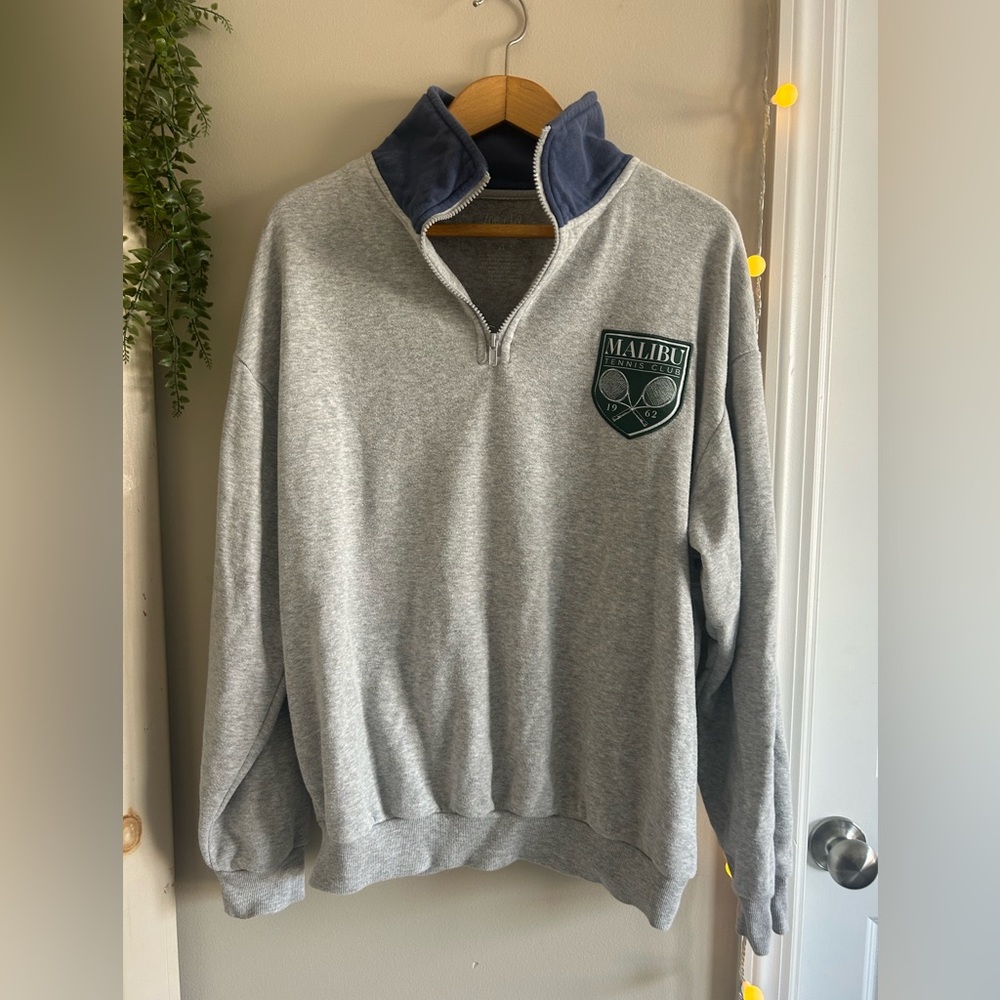 Gray Quarter-Zip Sweater Sweatshirt XL